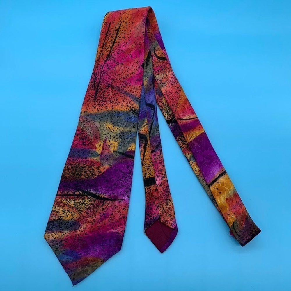 Vintage Jordache Abstract Watercolors Retro Men's Classic Neck Tie